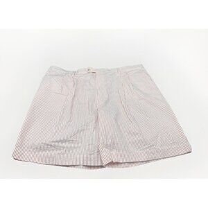 Berle Men’s Orange White Striped‎ Seersucker Pleated Cotton Shorts Sz 46 NEW